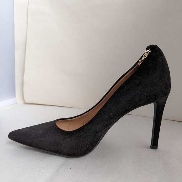 INC International Concepts Black Sadelle Chain Heels Sz 6 - Picture 4 of 11